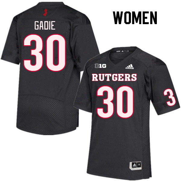 Women #30 Sam Gadie Rutgers Scarlet Knights College Football Jerseys Stitched Sale-Black - Click Image to Close